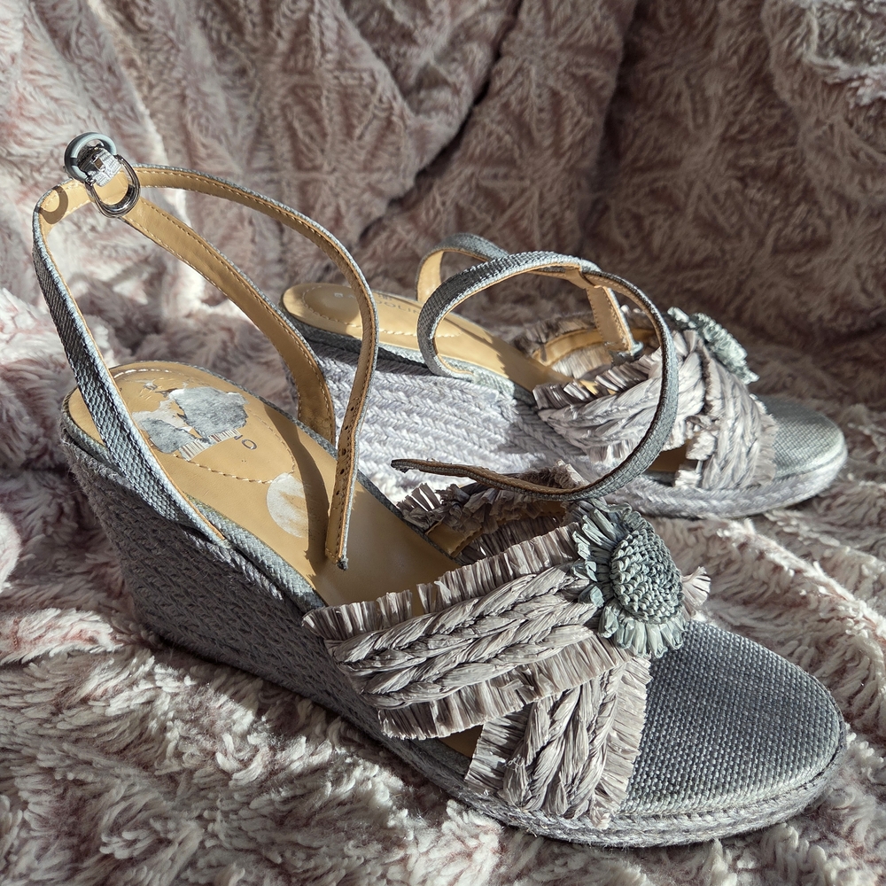 Stylish Blue Gray Wedge Sandals